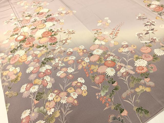 平和屋着物●訪問着　友禅　作家物　草花文　暈し染め　正絹　逸品　未使用　CABC9941vp
