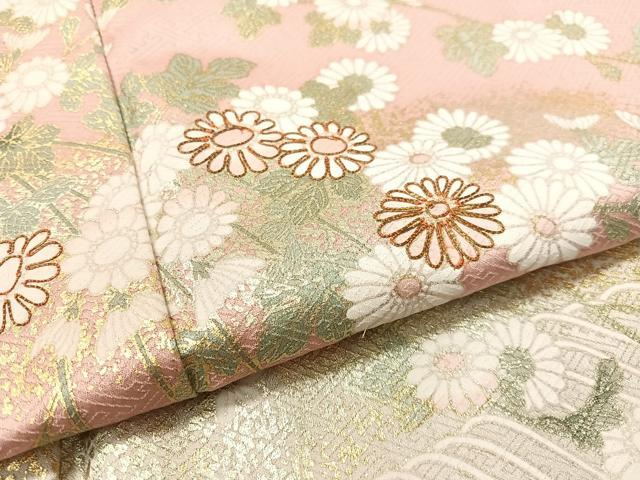 平和屋着物●訪問着　駒刺繍　立波菊花文　暈し染め　金彩　ロング丈　正絹　逸品　CABC9944vp