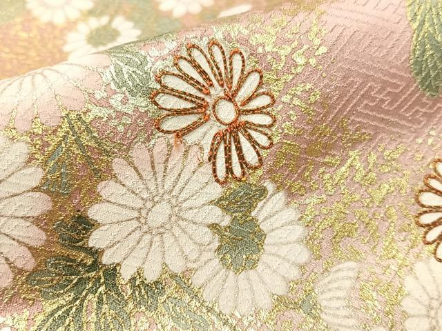 平和屋着物●訪問着　駒刺繍　立波菊花文　暈し染め　金彩　ロング丈　正絹　逸品　CABC9944vp