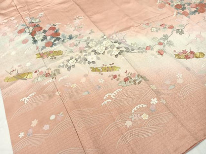 平和屋着物●訪問着　花筏文　暈し染め　金銀彩　正絹　逸品　未使用　CABC9950vp