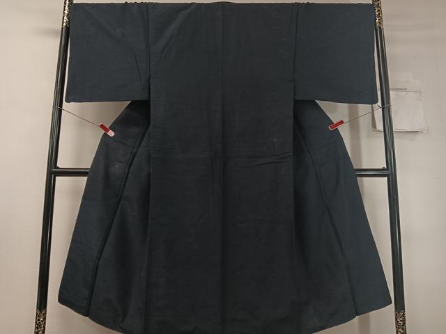 平和屋着物▼男性 ひげ紬 濃藍色 正絹 逸品 CABC9954vp