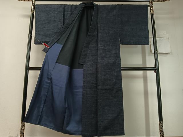 平和屋着物●男性　結城紬　アンサンブル　杢　霞文　正絹　逸品　CABC9963vp