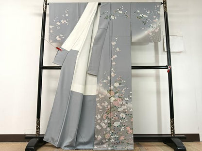 平和屋着物●訪問着　友禅　草花文　暈し染め　正絹　逸品　未使用　CABC9968vp