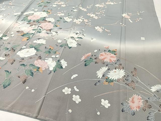 平和屋着物●訪問着　友禅　草花文　暈し染め　正絹　逸品　未使用　CABC9968vp