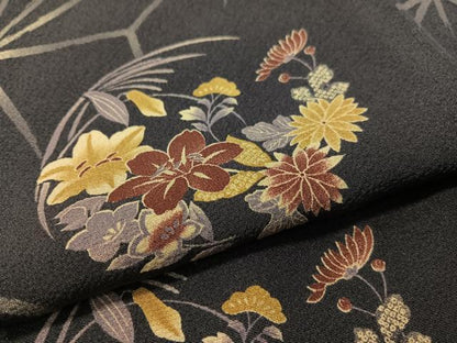 平和屋着物●上質な小紋　変わり麻の葉花丸文　正絹　逸品　CABC9971vp