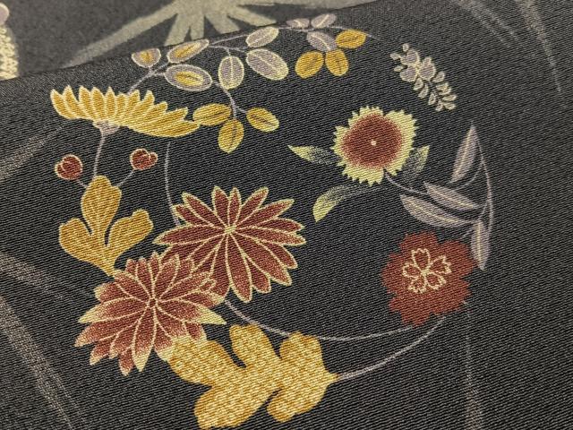 平和屋着物●上質な小紋　変わり麻の葉花丸文　正絹　逸品　CABC9971vp