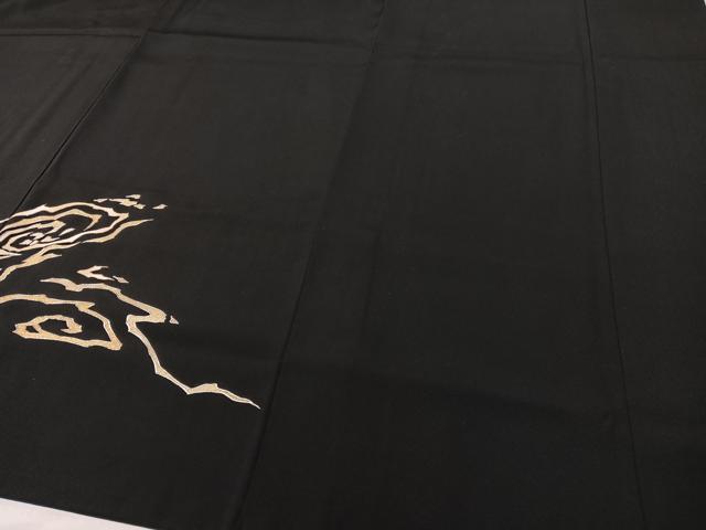 平和屋着物●訪問着　駒刺繍　霞文　黒地　金銀彩　正絹　逸品　CABC9972vp