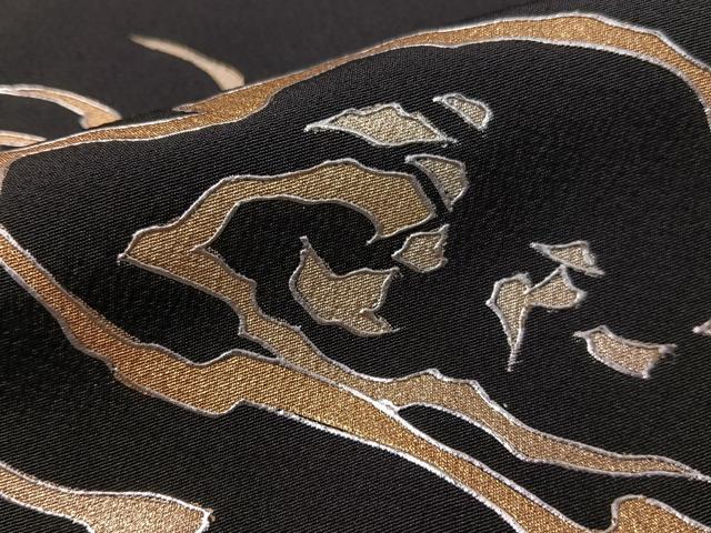平和屋着物●訪問着　駒刺繍　霞文　黒地　金銀彩　正絹　逸品　CABC9972vp