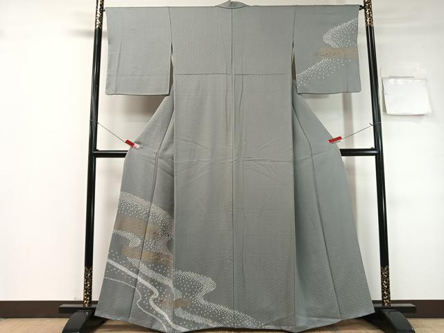 平和屋着物●訪問着　絞り　刺繍　流水箔散らし　金彩　正絹　逸品　CABC9974vp
