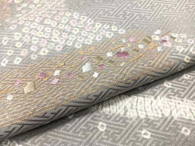 平和屋着物●訪問着　絞り　刺繍　流水箔散らし　金彩　正絹　逸品　CABC9974vp