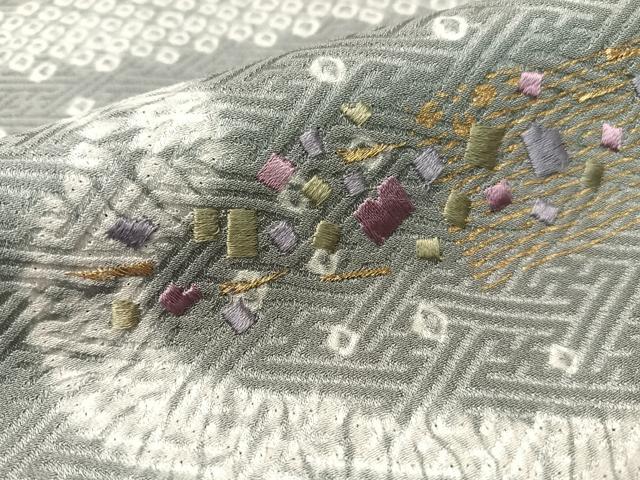 平和屋着物●訪問着　絞り　刺繍　流水箔散らし　金彩　正絹　逸品　CABC9974vp