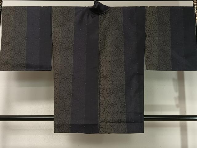 平和屋着物●本場大島紬　道中着セット　大山謹製　麻の葉間道　証紙付き　正絹　逸品　未使用　CABC9976vp