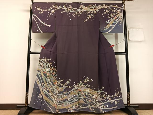平和屋着物●訪問着　鬘帯花文　暈し染め　金彩　正絹　逸品　CABC9980vp