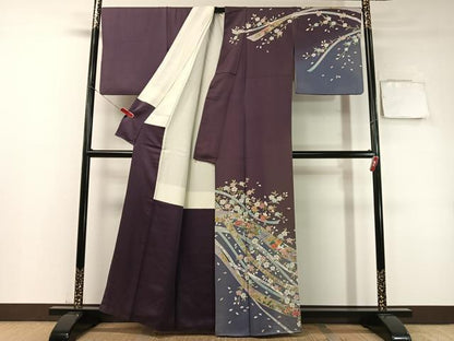 平和屋着物●訪問着　鬘帯花文　暈し染め　金彩　正絹　逸品　CABC9980vp