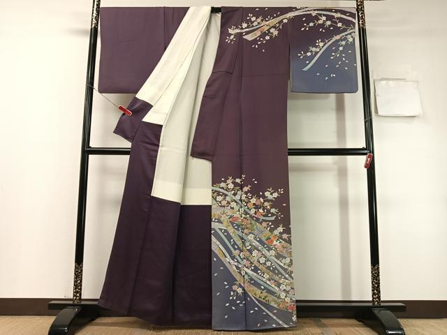 平和屋着物●訪問着　鬘帯花文　暈し染め　金彩　正絹　逸品　CABC9980vp