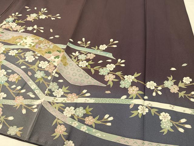 平和屋着物●訪問着　鬘帯花文　暈し染め　金彩　正絹　逸品　CABC9980vp