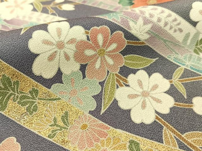 平和屋着物●訪問着　鬘帯花文　暈し染め　金彩　正絹　逸品　CABC9980vp