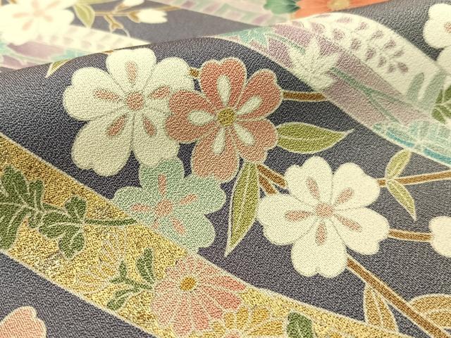 平和屋着物●訪問着　鬘帯花文　暈し染め　金彩　正絹　逸品　CABC9980vp
