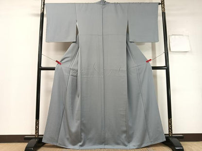 平和屋着物●上質な色無地　吉祥地紋　湊鼠色　正絹　逸品　未使用　CABC9984vp