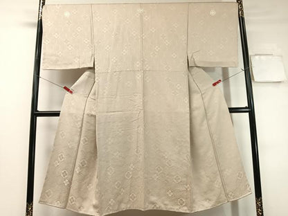 平和屋着物●男性　色紋付　亀甲花地紋　白橡色　正絹　逸品　未使用　CABC9986vp