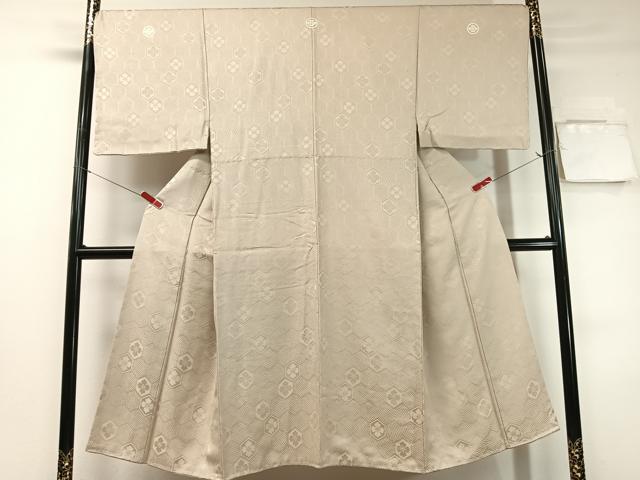 平和屋着物●男性　色紋付　亀甲花地紋　白橡色　正絹　逸品　未使用　CABC9986vp