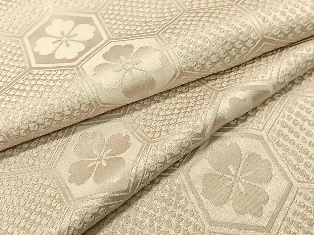 平和屋着物●男性　色紋付　亀甲花地紋　白橡色　正絹　逸品　未使用　CABC9986vp