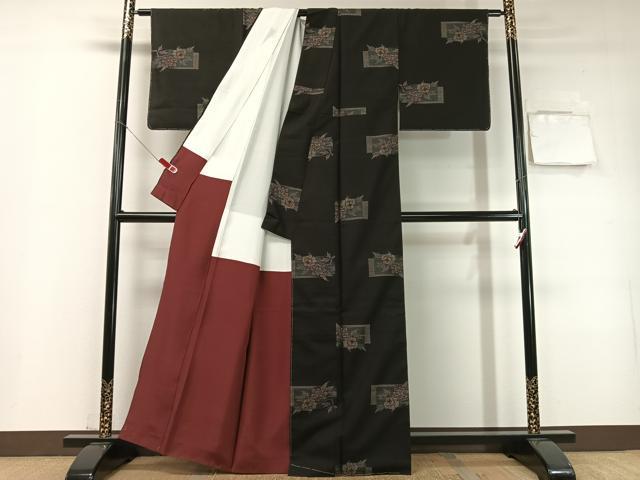 平和屋着物●本場大島紬　9マルキ　地空き　色紙重ね花文　正絹　逸品　未使用　CABC9987vp