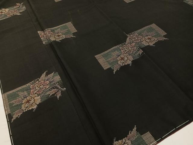 平和屋着物●本場大島紬　9マルキ　地空き　色紙重ね花文　正絹　逸品　未使用　CABC9987vp