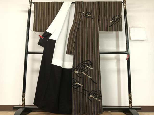 平和屋着物●中国三大刺繍　総相良刺繍　訪問着　作家物　吉祥文様　黒地　金糸　正絹　逸品　CABC9990vp