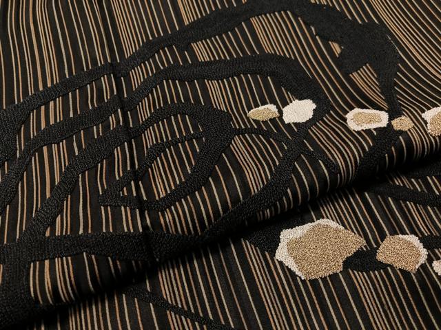 平和屋着物●中国三大刺繍　総相良刺繍　訪問着　作家物　吉祥文様　黒地　金糸　正絹　逸品　CABC9990vp