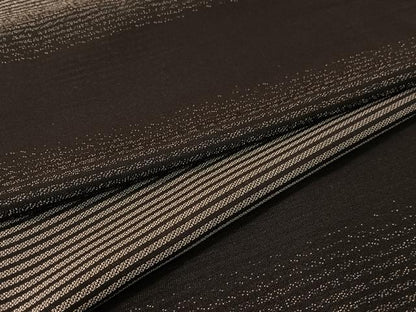 平和屋着物●上質な紬　横段文　黒地　正絹　逸品　CABC9991vp