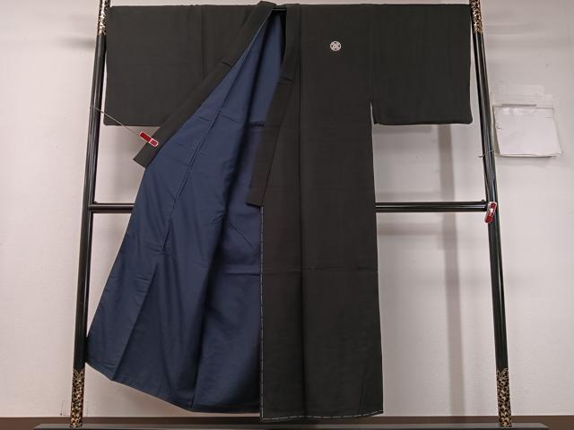 平和屋着物●男性　黒紋付　キングサイズ　正絹　逸品　CABC9993vp