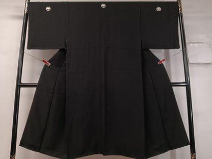 平和屋着物●男性　黒紋付　正絹　逸品　CABC9996vp