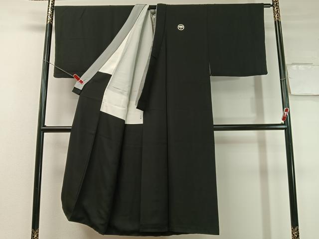 平和屋着物●男性　黒紋付　正絹　逸品　CABC9996vp