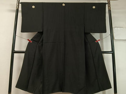 平和屋着物●男性　黒紋付　正絹　逸品　CABC9997vp