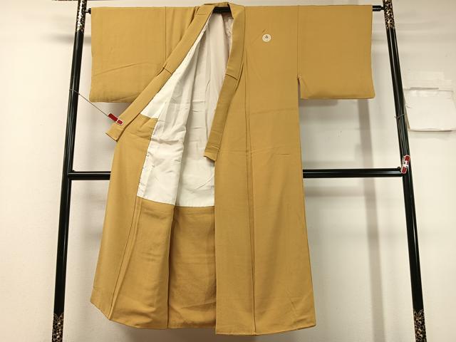 平和屋着物●男性　色紋付　黄朽葉色　正絹　逸品　CABC9999vp