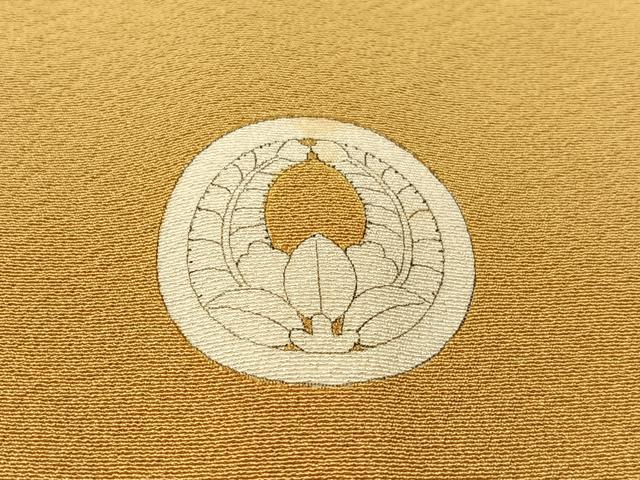 平和屋着物●男性　色紋付　黄朽葉色　正絹　逸品　CABC9999vp