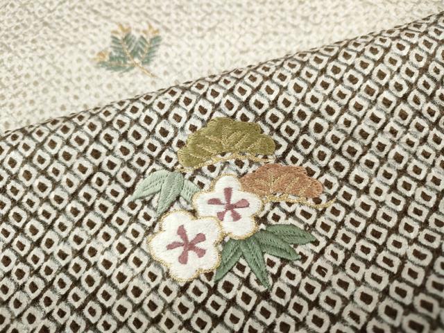 平和屋着物●豪華色留袖 総絞り 刺繍 草花丸文 暈し染め 金糸 正絹 逸品 未使用 CABD0001ut