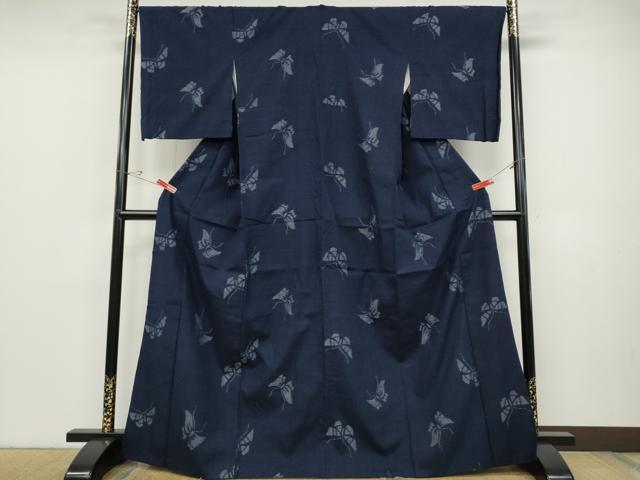 平和屋着物●上質な紬 舞蝶文 正絹 逸品 CABD0003ut