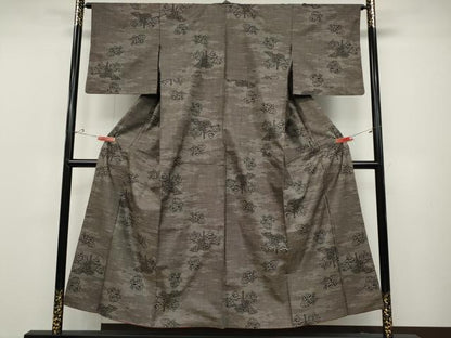 平和屋着物●本場大島紬 9マルキ 風景草花文 正絹 逸品 CABD0004ut