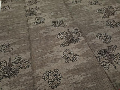 平和屋着物●本場大島紬 9マルキ 風景草花文 正絹 逸品 CABD0004ut