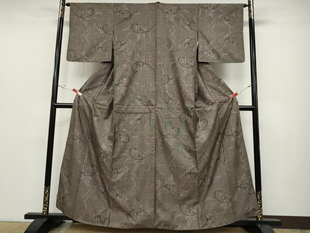 平和屋着物●本場大島紬 9マルキ 花唐草文 正絹 逸品 CABD0005ut