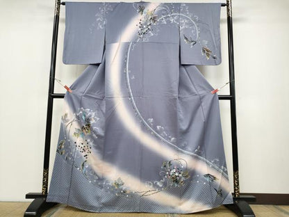 平和屋着物●訪問着 葡萄蔦の葉文 暈し染め 金銀彩 正絹 逸品 CABD0007ut