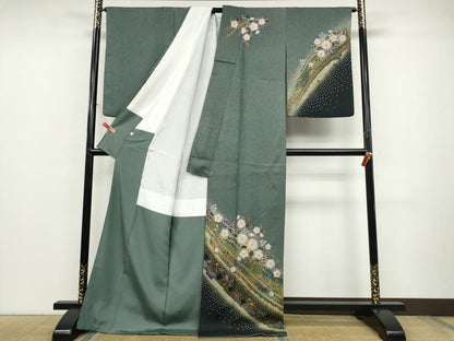 平和屋着物●訪問着 辻が花 絞り 暈し染め 金彩 ロング丈 正絹 逸品 CABD0008ut