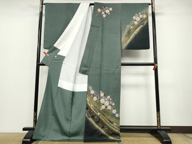 平和屋着物●訪問着 辻が花 絞り 暈し染め 金彩 ロング丈 正絹 逸品 CABD0008ut