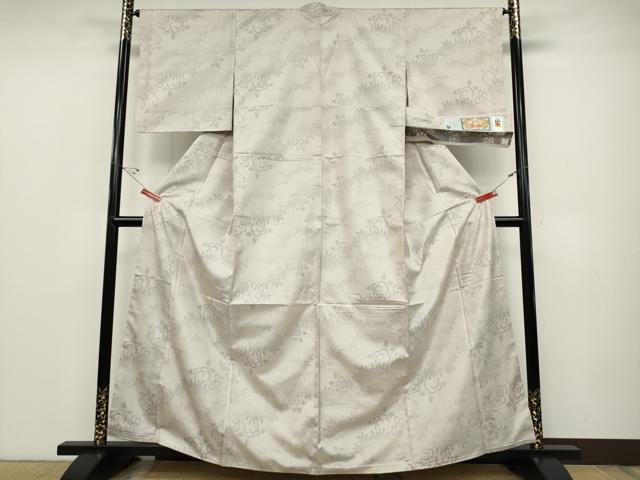 平和屋着物●本場大島紬 白大島 舞花文 大島紬美幸謹製 さが美扱い 証紙付き 正絹 逸品 CABD0009ut