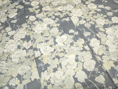 平和屋着物●上質な小紋 蔦の葉花文 銀彩 正絹 逸品 CABD0012ut