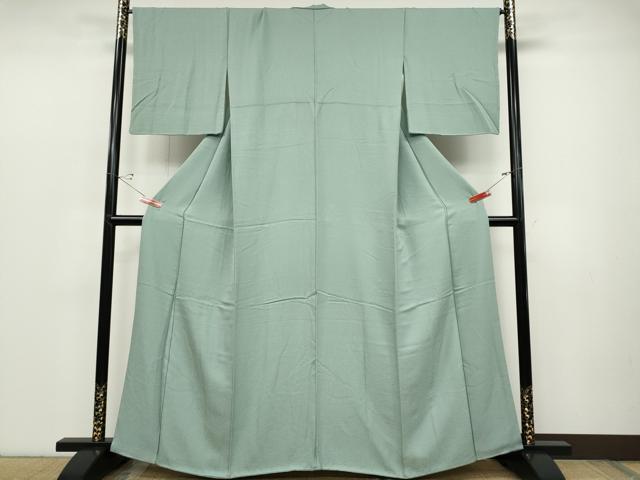 平和屋着物●上質な色無地 紋意匠 錆青磁色 鈴乃屋扱い 正絹 逸品 CABD0014ut