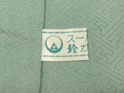 平和屋着物●上質な色無地 紋意匠 錆青磁色 鈴乃屋扱い 正絹 逸品 CABD0014ut