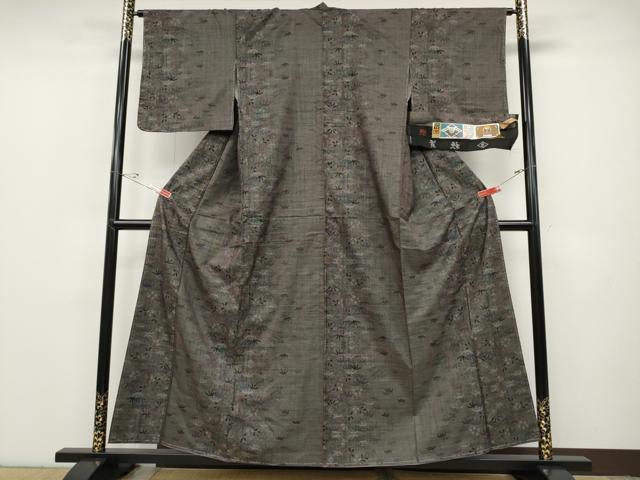 平和屋着物●本場大島紬 7マルキ 泥染め 笹文 柏原禎賢作 証紙付き 正絹 逸品 未使用 CABD0018ut